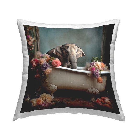 Stupell Industries Elephant & Antique Bath Decorative Printed Throw Pillow Design by Lazar Studio