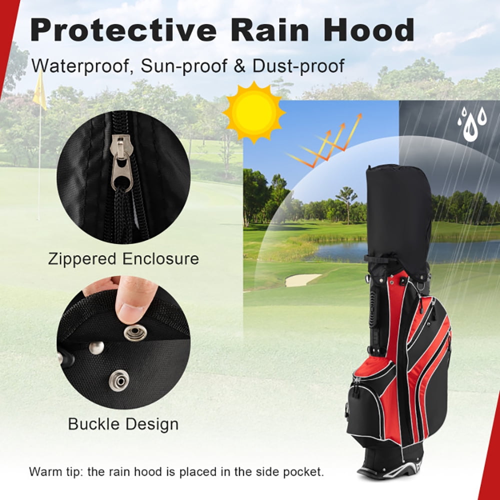 Canddidliike Golf Stand Cart Bag with 6-Way Divider Carry Pockets-Red, Lightweight Golf Stand Bag for Men & Women,Multiple Pockets, Lightweight & Durable
