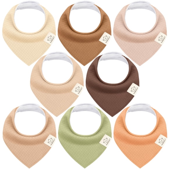 Pack de 8 baberos tipo bandana de algodón orgánico KeaBabies, suaves y absorbentes