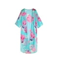 thumbnail image 3 of Qiylii Women's Beach Cover Up Smock, Flower/Sailboat Printing Long Sleeve Ultra-Thin Swimwear Long Cardigan, 3 of 7