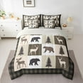 thumbnail image 2 of Feelyou Farmhouse Lodge Cabin Twin Bedding Sets 7-Piece, Jungle Bear Deer Animal Bedding Comforter Set, Western Countryside Reversible Sheet Sets, Wheat Brown Lightweight Room Decor, 2 of 7