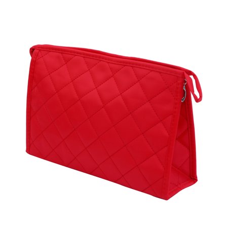 Small Personalized Velvet Quilted Makeup Bag For Women Spa Blue