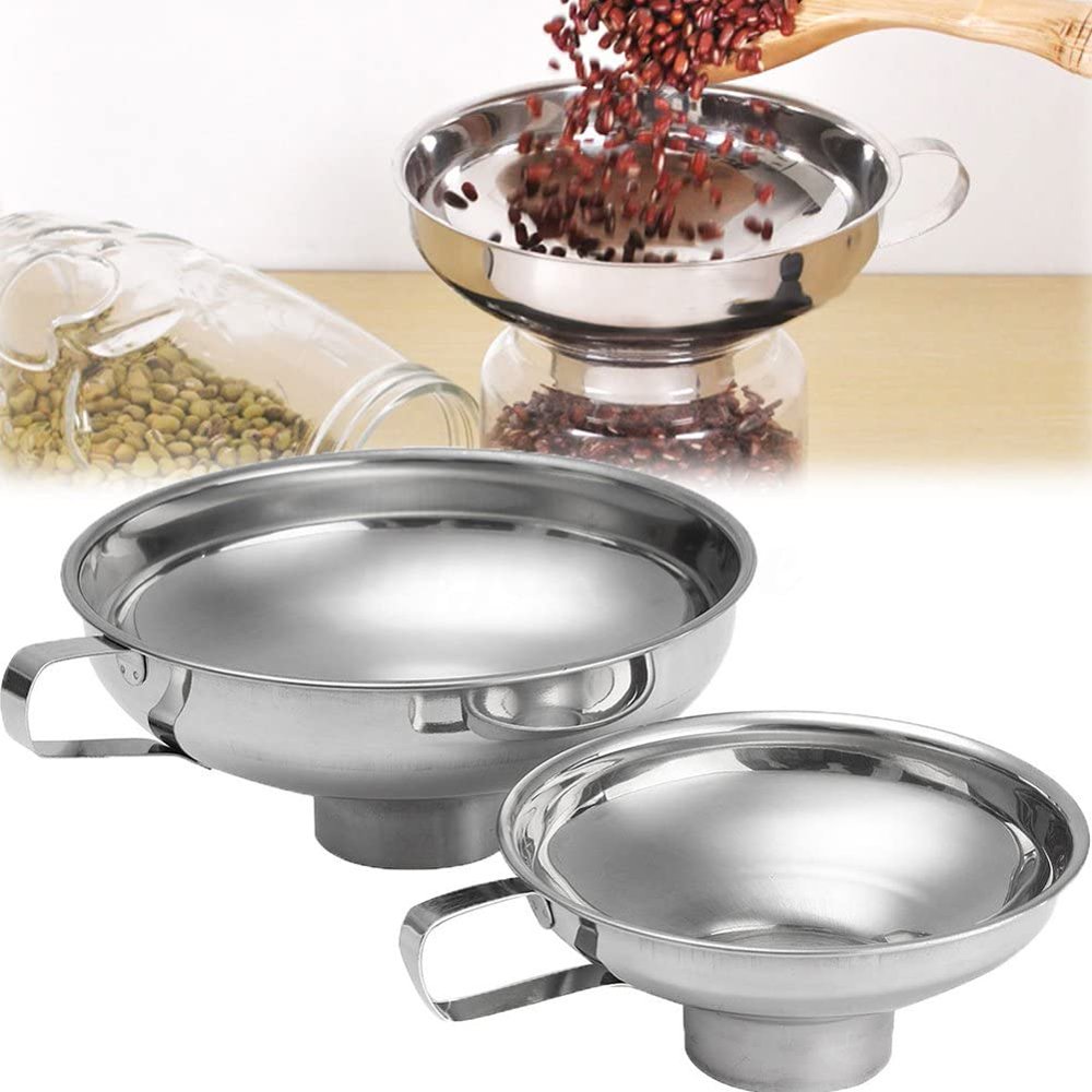2 Pcs Canning Funnel, Kitchen Stainless Steel Funnel, Mason Jar Funnel
