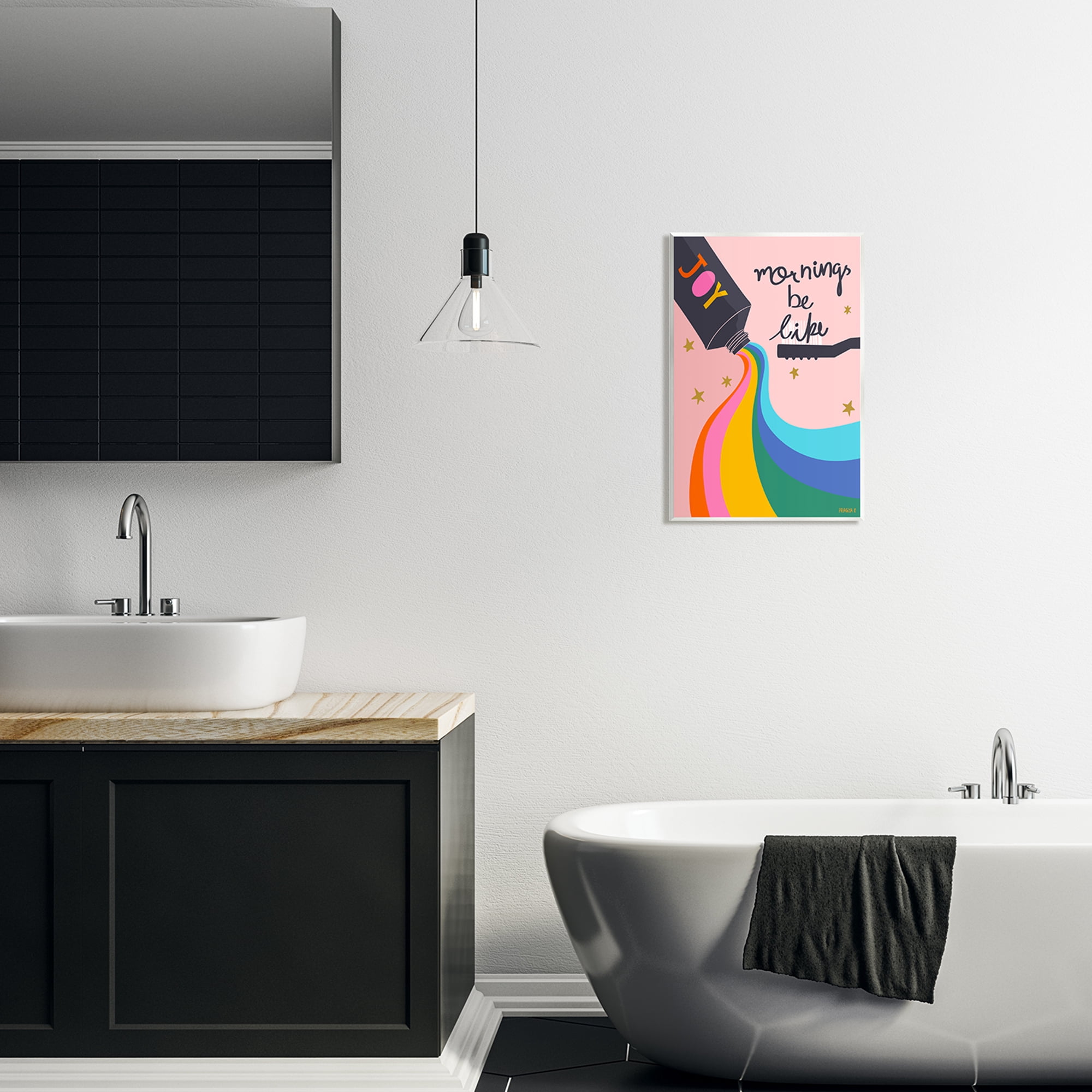 Stupell Industries Mornings Be Like Bathroom Inspirational Painting Unframed Art Print Wall Art, 13 x 19