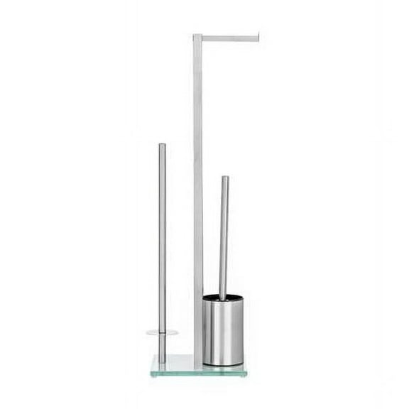 Free-Standing Toilet Brush & Paper Holder Set, Silver