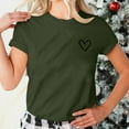thumbnail image 4 of AherBiu Hauts d'Été pour Femmes Manches Courtes T-Shirts Confortables Imprimé Cœur Col Rond Basiques Blouse, 4 of 5