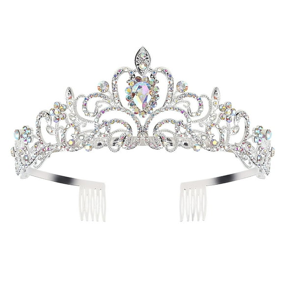 VANIDO Women Birthday Crown and Sash, Shiny Rhinestone Birthday Princess Crown with Comb for Birthday Party Decoration