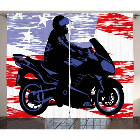 Room Decor Curtains 2 Panels Set Man On Motorcycle Riding American Flag Backdrop National Usa Grunge Image Window D For Living Room Decor Curtains 2 Panels Set Man On Motorcycle Riding American Flag Backdrop National Usa Grunge Image Window D For Living