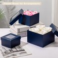thumbnail image 3 of Square Gift Boxes with Lids for Presents Small Navy Blue Gift Boxes with Clear Window Nesting Gift Boxes Set of 4 Flower Boxes for Arrangements,Mother's Day, 3 of 5