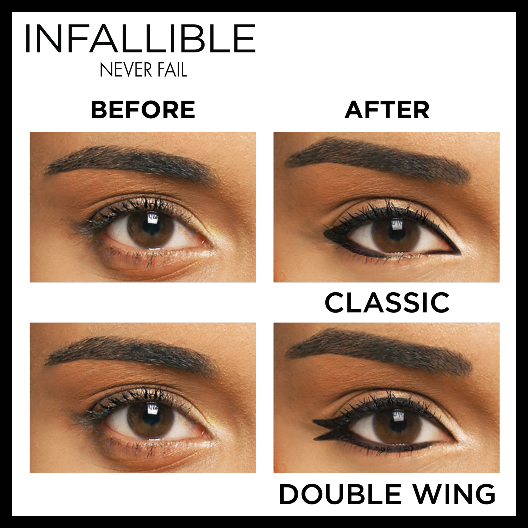 (3 pack) L'Oreal Paris Infallible Never Fail Pencil Eyeliner with Built-In Sharpener, Black Brown, 0.01 fl oz