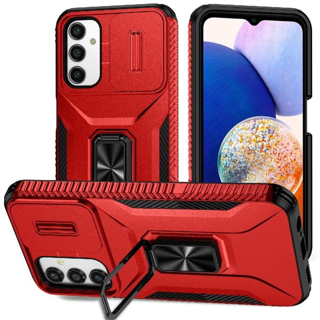 Funda para GANGXUN Samsung Galaxy A14 5G - Soporte metálico, Función magnética, Rojo