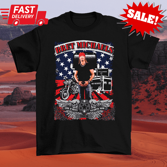 The Party Starts Now Bret Michaels Shirt Short Sleeve Black Unisex S-5XL