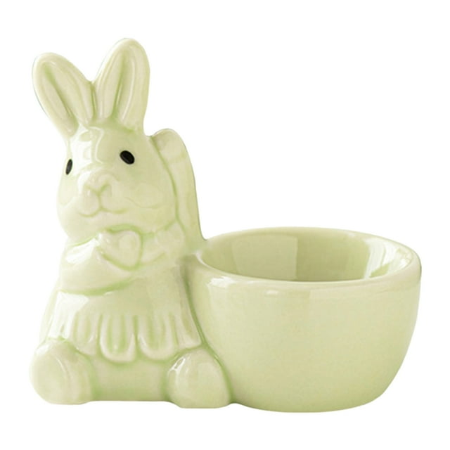 PEKIOGT Ceramic Egg Cup Ceramic Egg Cup Creative Ceramic Bunny Egg Cup Holder Porcelain Egg Cup for Soft Boiled Egg Home Decor Kitchen Utensils Easter Bunny Egg Stand Decoration