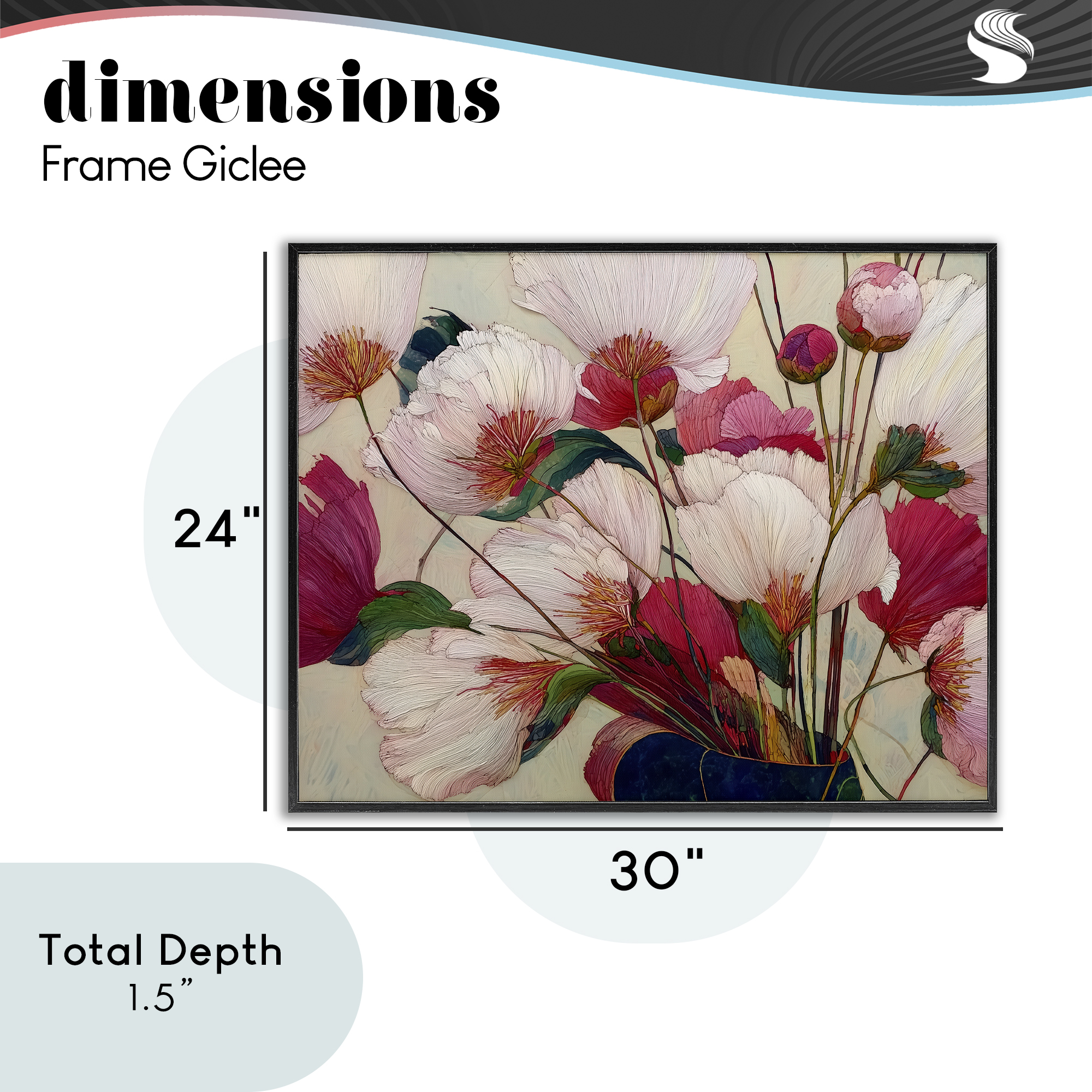 Lush Haiku Pink & White Flowers Black Framed Giclee Art, design by Annabelle Hall