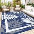 thumbnail image 6 of Modern Outdoor Rug, Waterproof Outdoor Area Rugs, Reversible Plastic Straw Carpet for Deck, Porch Picnic, Balcony, Beach, Blue, 9*18 ft, 6 of 7