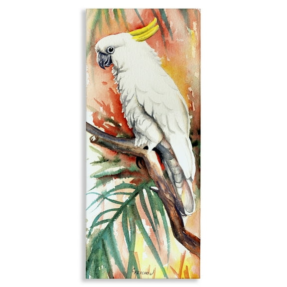 Stupell Industries Sulfer Crested Cockatoo Animals & Insects Painting Gallery Wrapped Canvas Art Print Wall Art, 10 x 24