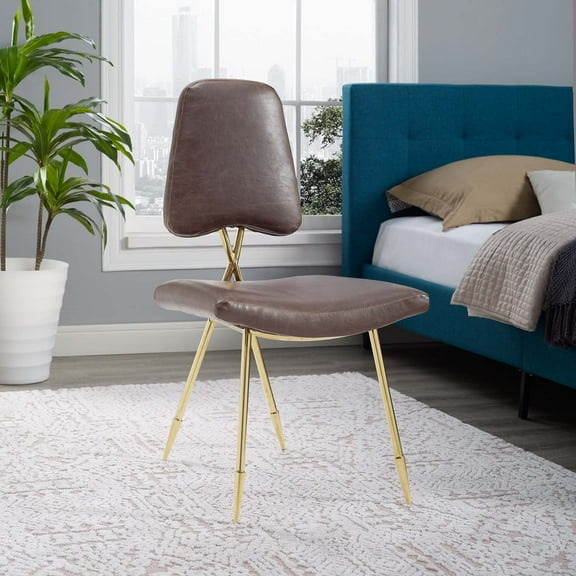 Modway Ponder Antique Faux Leather Dining Side Chair in Brown