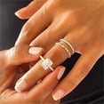 thumbnail image 3 of Fashionable Women's Three-Piece Square Diamond Ring And Bracelets Set, 3 of 3