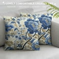 thumbnail image 3 of ONETECH Chinoiserie Pillow Cover, Blue and White Floral Throw Pillow Cover Square Spring Summer Flower Cushion Cover for Home Sofa Patio Bedroom Livingroom, 3 of 5