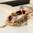 thumbnail image 3 of Accesorios populares: pulsera de piel de vaca tejida con cuerda de cáñamo, pulsera de cuero con estampado en caliente de estilo retro y logotipo de la paz., 3 of 5