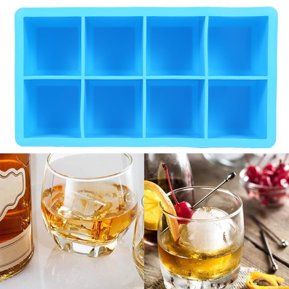 Flexible Silicone Ice Cube Trays 4 / 6 / 8 Square Cubes per Tray Ideal for Whiskey  Cocktails Soups Baby Food and Frozen Treats - AliExpress