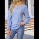 thumbnail image 5 of Camisa Formal Informal de Larga para Mujer, Estilo Ejecutivo, con Escote en V, para Trabajo, Moda de Otoño Azul XXL, 5 of 7
