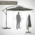 thumbnail image 2 of Costway Parasol Déporté de Patio 10 Pi avec 8 Baleines, Base en Croix, Inclinable, Gris, 2 of 10