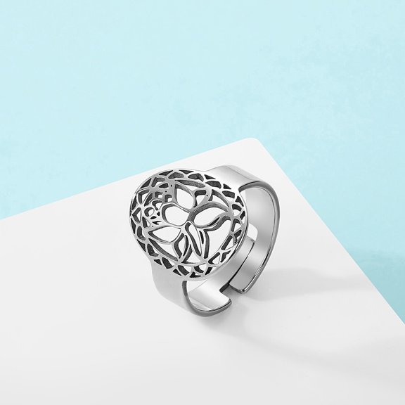 Lotus Flower Ring IV Stainless Steel Jewelry Birthday Party Gifts for Men Women