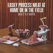 Weston #10 Manual Tinned Meat Grinder and Sausage Stuffer, 4.5mm & 10mm plates, and 3 sausage funnels, Silver