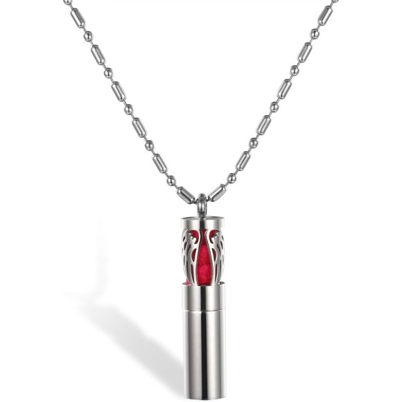 JewelryWe Bottle Necklace Diffuser Essential Oil Aromatherapy Necklaces Stainless Steel Perfume Bottle Pendant Necklaces for Men Women for Mother's Day