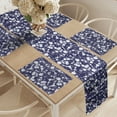 thumbnail image 2 of Ambesonne Abstract Table Runner & Placemats, Tie-Dye Shibori Sunburst, Placemat 4 pcs + Runner 12"x72", Indigo and White, 2 of 2