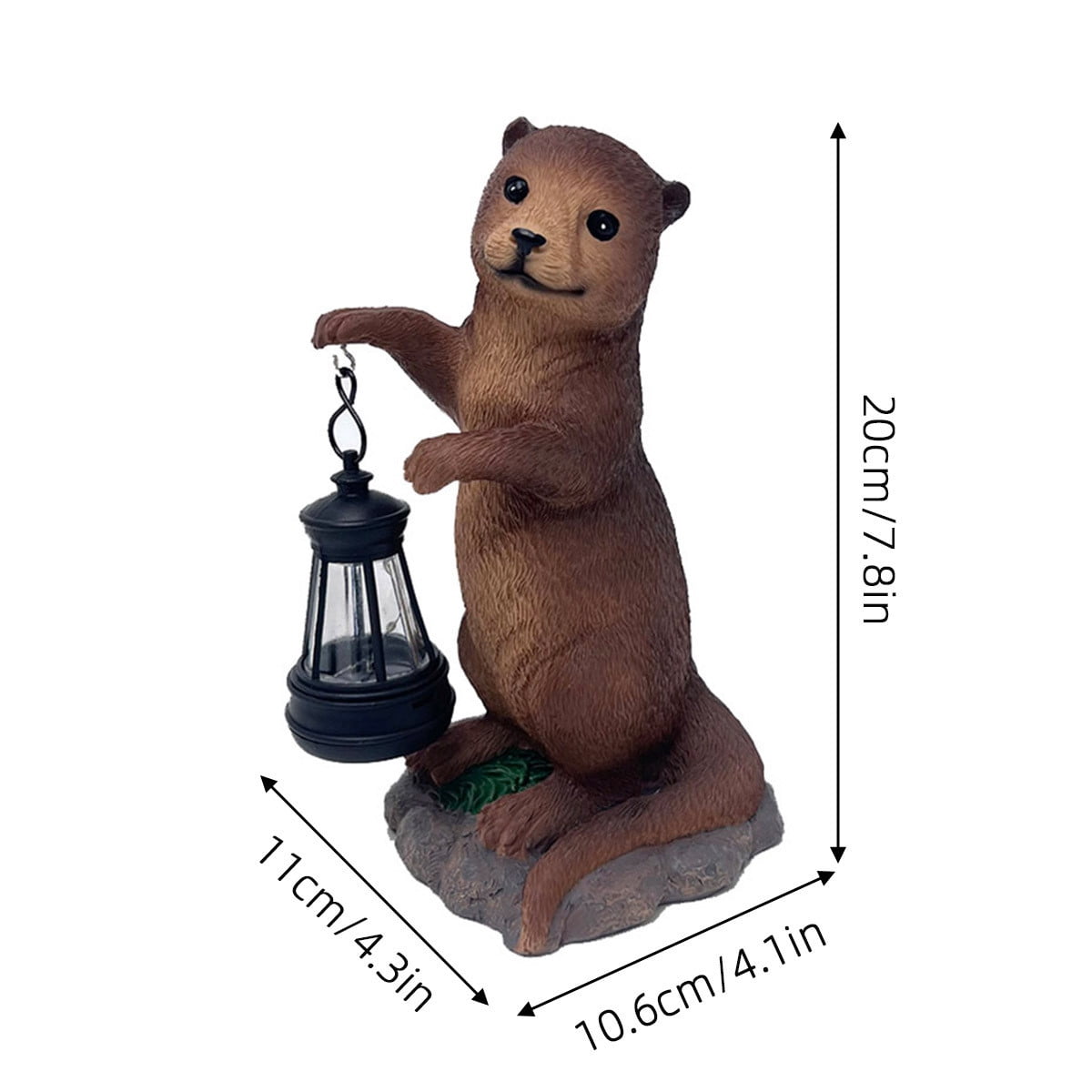 Solar Garden Statues Otters Figurine Outdoor Lights, IP44 Waterproof, 7.8Inch Resin Patio Lawn BalconyDecorations Outdoor, Garden Decor Unique Birthday Housewarming Gifts for Mom,Brown