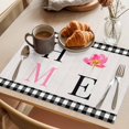 thumbnail image 3 of Farmhouse HOME Placemats Set of 4 Pink Tulip Black White Plaid Wooden Place Mats Indoor Wipeable Table Mats Washable Cloth Dining Table Placemats for Kitchen Holiday Party Home Decor 13x19 Inch, 3 of 9