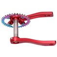 thumbnail image 4 of Juego de bielas de una sola velocidad de aleación de aluminio de 36T con brazo de manivela integrado rojo para bicicletas, 4 of 8