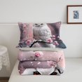 thumbnail image 5 of Manfei Snowy Owl Floral Full Size Comforter Sets, Winter Blossom Bedding Comforter Set, Pink Gray, Gray Reversible, 3pcs, 1 Comforter and 2 Pillowcases, 5 of 7