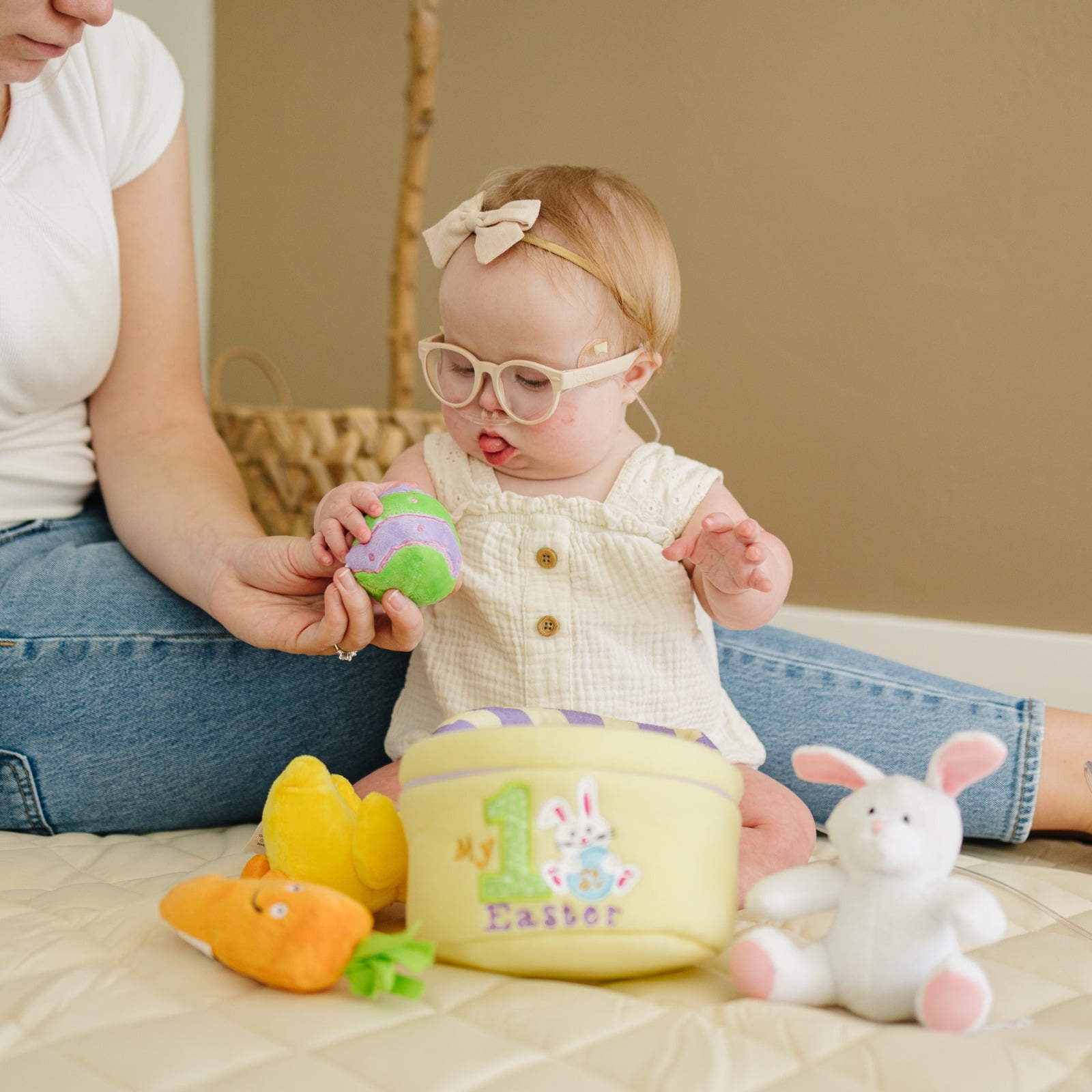 Genius Babies Easter Bunny Basket 5-Piece Soft Plush Playset