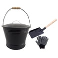 thumbnail image 3 of Cubo De Cenizas Negro Con Tapa, De Hierro, Para Chimenea, Estufa De Leña De Interior, 3 of 8