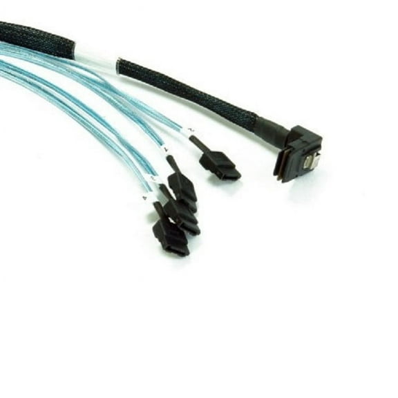 SFF-8087 90 degree Mini SAS 36 Pin to SATA 7 Pin Cable - .75 Meter