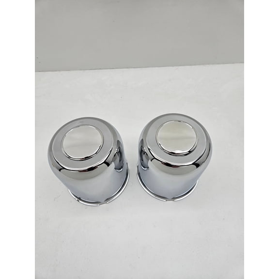 2- Chrome Metal Trailer Wheel Center Hub Cap Covers / 4.25 Bore / Chrome Cap