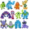 12 pcs Monsters Inc Toys, 4-in Tall Posable Movie Characters Collectible James P Sullivan and Other Action Figures for Kids