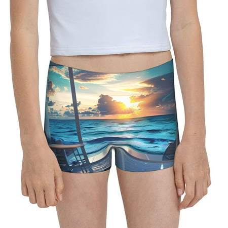 Pofeuu Ocean View Bedroom Print Soft Cotton Girls Boyshort panties Toddler Underwear-XX-Small