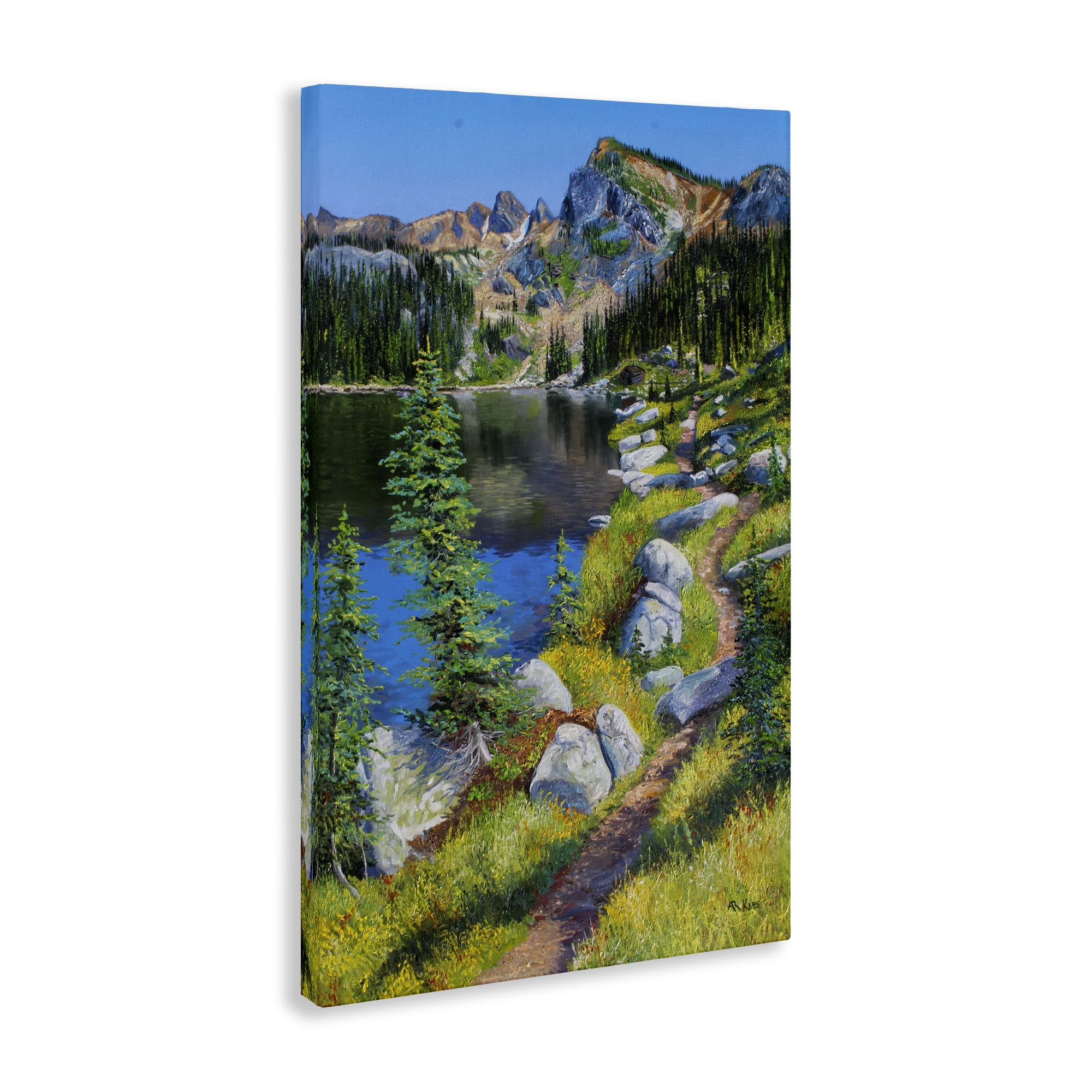 Stupell Industries Alpine Lake Landscape Landscape & Nature Painting Wrapped Canvas Art Print Wall Art, 30 x 45