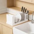 thumbnail image 4 of Countertop Dish Drying Rack with Utensil Cup, Portable Draining Rack for Kitchen Sink, H-Shape Frame, Adjustable Feet, 1 Piece, 4 of 6