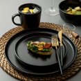 thumbnail image 4 of Arora Skugga - Vajilla Redonda De Gres De 16 Piezas, Juego De 4 Platos Llanos, Platos Laterales, Tazones De Cereales, Tazas, Negro Mate (472979), 4 of 5