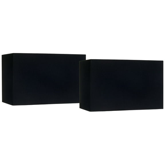 Springcrest Set of 2 Rectangular Lamp Shades Black Medium 16" Wide x 8" Deep x 10" High Spider Replacement Harp and Finial Fitting