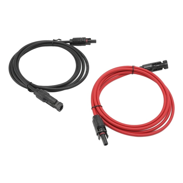 Black Red Solar Panel Extension Cable, Copper Wire Structure Solar Extension Cable Safe Stable Reliable Long Service Life For Photovoltaic Junction Boxes 2m