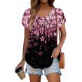 thumbnail image 2 of KISSMODA Women Tunic Tops Dressy Casual Summer Short Sleeve Shirts Floral Loose Fit Pleated Boho Top S-3XL, 2 of 5