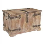 Household Essentials Victorian Storage Trunk with Metal Hinge Accents, Large
