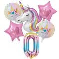 thumbnail image 1 of 1 Juego de globos de unicornio arcoíris, globos de aluminio con números de 32 pulgadas, 1 of 4