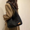 thumbnail image 2 of DGMIOCS Corduroy Shoulder Bag Winter Fall Fashion Crescent Hobo Bag Womens Mens Wide Strap Tote Handbag Solid Color 2026 Black, 2 of 4
